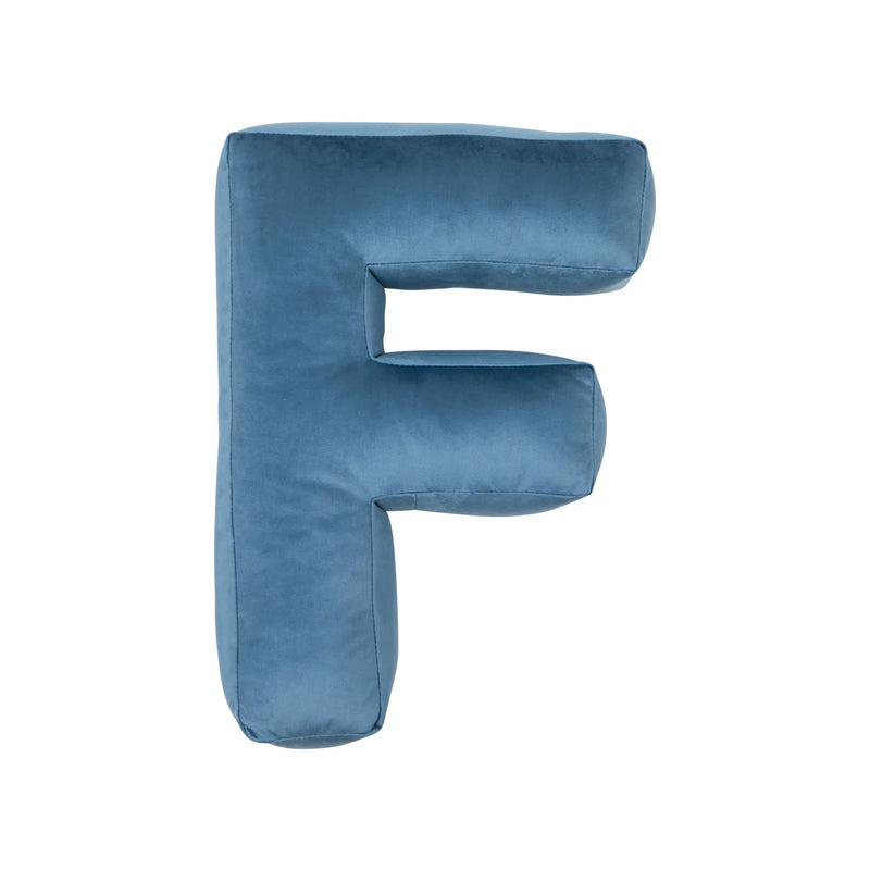 Pillow, Velour - Letter F, Blue