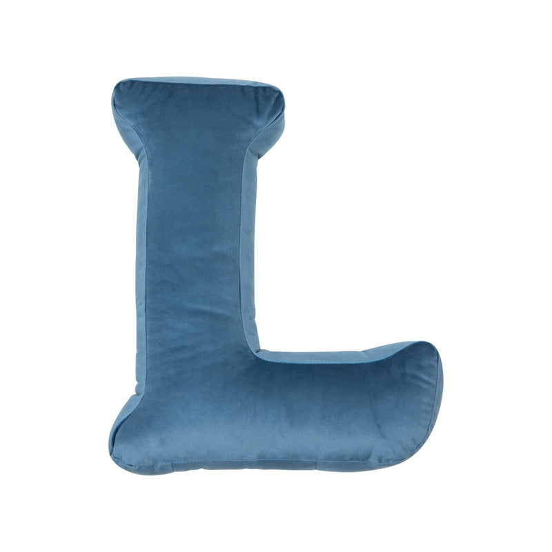 Pillow, Velour - Letter L, Blue