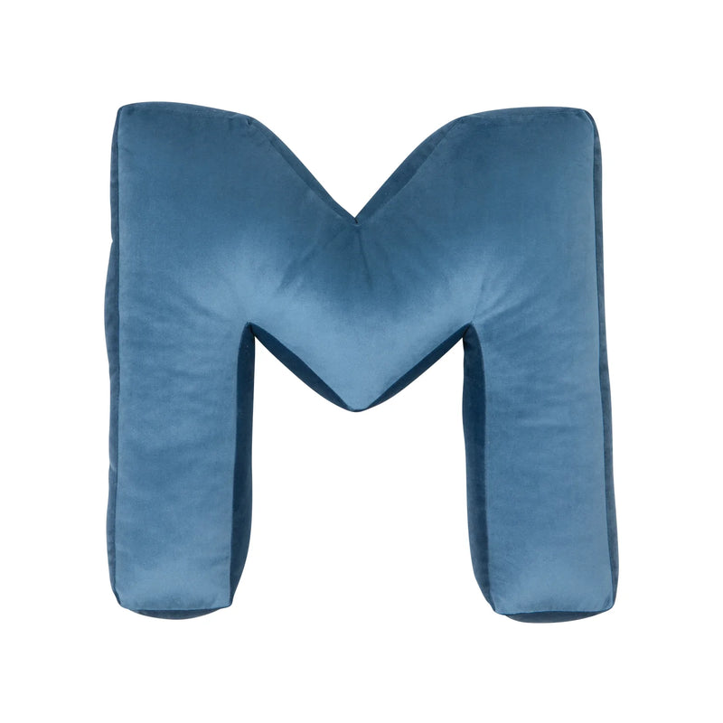 Pillow, Velour - Letter M, Blue