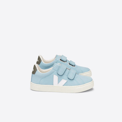 veja - Veja Kids Shoes, Esplar Velcro - Nubuck Steel White - swanky boutique malta