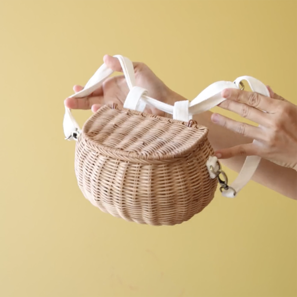 olli ella - Basket Bag, Mini Chari - Rattan Mint - swanky boutique malta