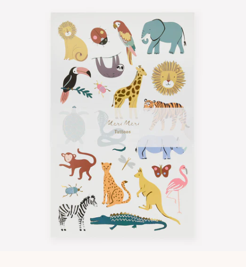 meri meri - tattoos 2 sheets large wild animals - swanky boutique malta