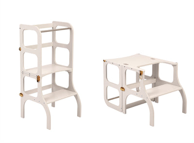 Ette Tete - Learning Tower 2 in 1 Step'N' Sit Grey Gold Hardware - Swanky Boutique