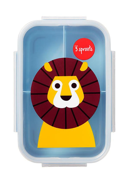 3 Sprouts - Lunch Box Bento with 3 Compartments Blue Lion - Swanky Boutique