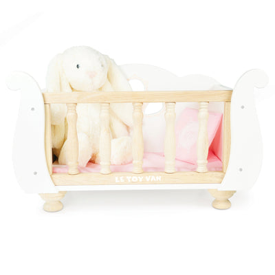 Doll's Cot Bed, Sleigh - White