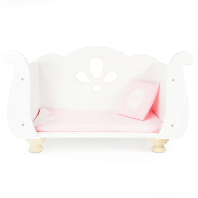Doll's Cot Bed, Sleigh - White