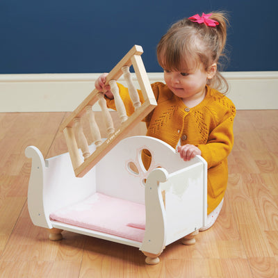 Le Toy Van - Dolls Cot Bed Sleigh White - Swanky Boutique