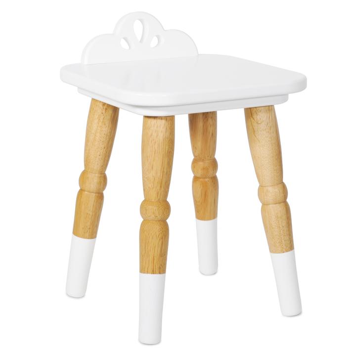 Dressing Table & Stool, Wooden - White/ Natural