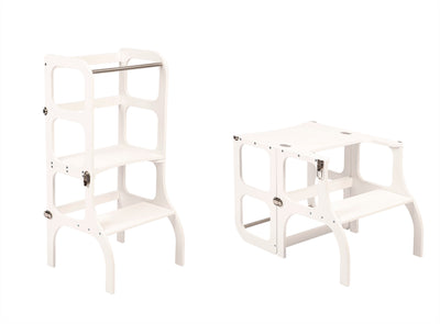 Ette Tete - Learning Tower 2 in 1 Step'N' Sit White Silver - Swanky Boutique