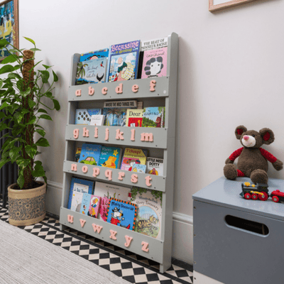 Bookcase, Grey - With Pink Alphabet
