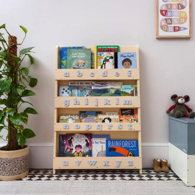 tidy books - Bookcase - Natural with Blue Alphabet - swanky boutique malta
