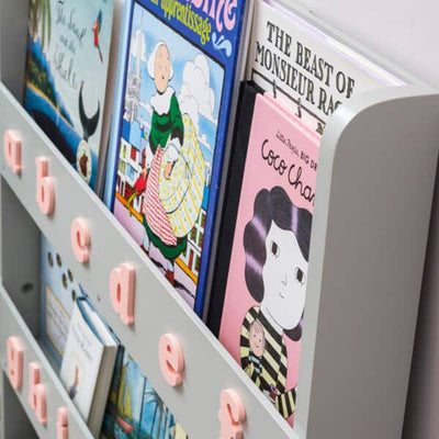 Bookcase, Grey - With Pink Alphabet