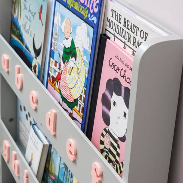 Bookcase, Grey - With Pink Alphabet