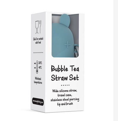 Straw (Extra Wide) + Travel Keepie, Silicone Bunny - Blue Dusk