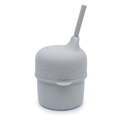 We Might Be Tiny - Sippie Lid and Mini Straw Set Grey - Swanky Boutique