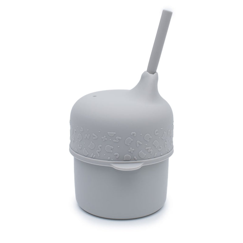 We Might Be Tiny - Sippie Lid and Mini Straw Set Grey - Swanky Boutique