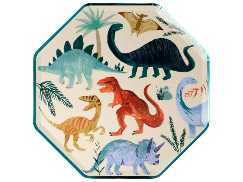 meri meri - plates fsc paper pack of 8 dinosaur kingdom - swanky boutique malta