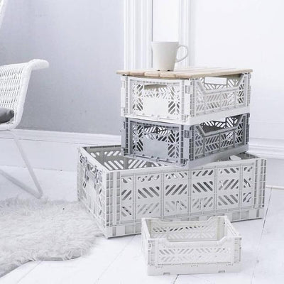 Storage Box, Folding Crate - Light Grey, Various Sizes