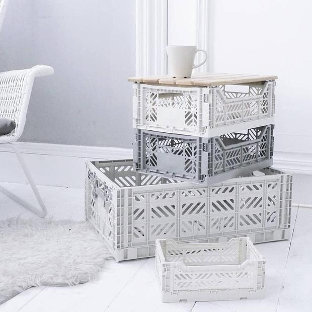 Storage Box, Folding Crate - Light Grey, Various Sizes