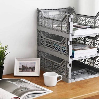 Storage Box, Folding Crate - Grey, Various Sizes