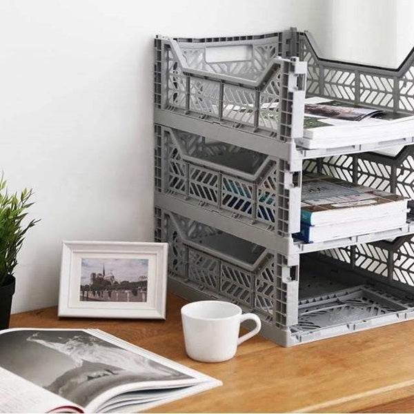Storage Box, Folding Crate - Grey, Various Sizes