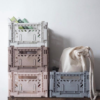 Storage Box, Folding Crate - Grey, Various Sizes