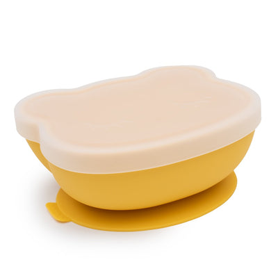 We Might Be Tiny - Bowl Bear Stickie Suction with Lid Yellow - Swanky Boutique