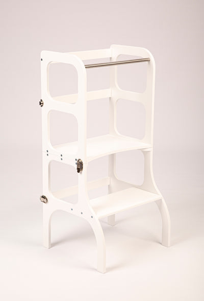 Ette Tete - Learning Tower 2 in 1 Step'N' Sit White Silver - Swanky Boutique