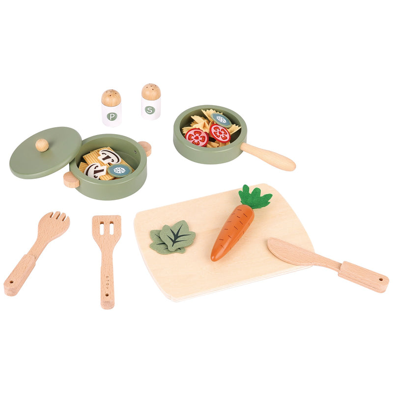 Cooking Play Set with Vegetables (29 Pieces)- Forest Green