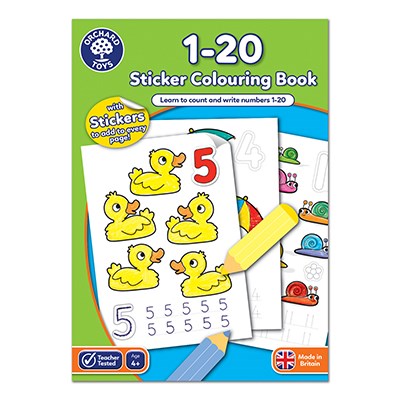 orchard toys - Sticker Colouring Book, Numbers 1-20 (4+ Years) - swanky boutique malta