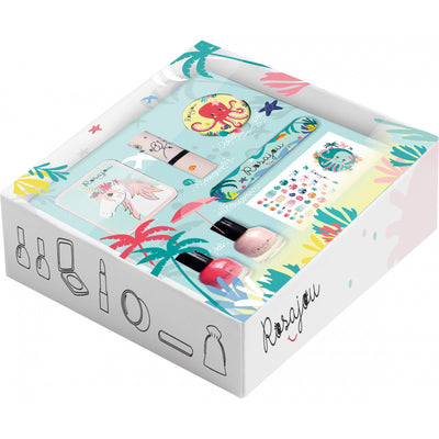 Makeup Gift Set, 7 Pieces - Palm Trees Blush Box