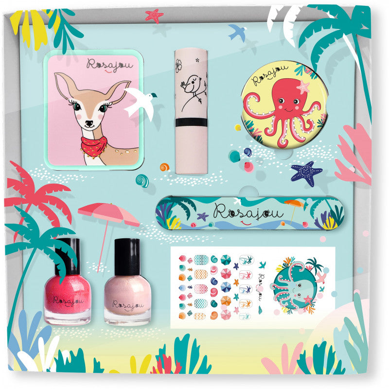 Makeup Gift Set, 7 Pieces - Palm Trees Blush Box