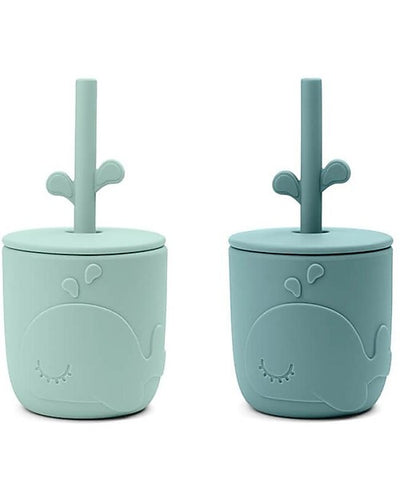 done by deer - straw cups silicone 2 pack powder blue - swanky boutique malta