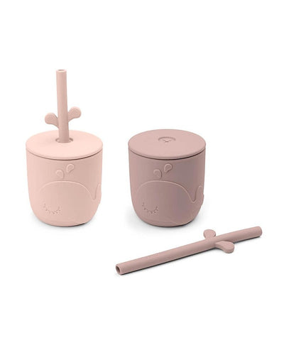 done by deer - straw cups silicone 2 pack powder pink - swanky boutique malta
