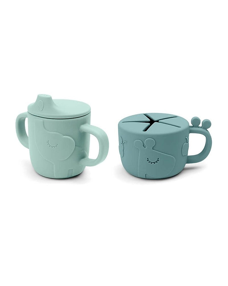 Snack Cup and Spout Cup Set, Peekaboo - Powder Blue