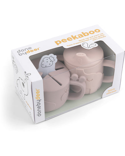 done by deer - snack cup & spout cup set peekaboo powder pink - swanky boutique malta