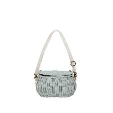 olli ella - Rattan Mini Chari Bag - Vintage Blue - swanky boutique malta