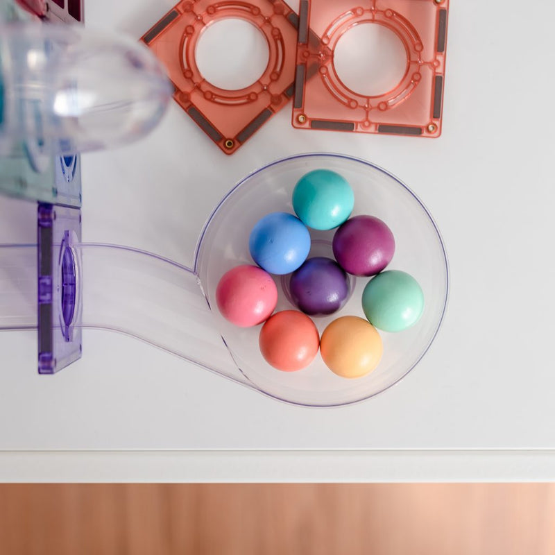 Connetix - Magnetic Tiles Pastel Rainbow Ball Run Pack 106 Pieces - Swanky Boutique
