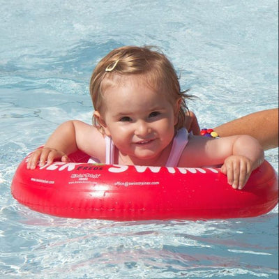 Inflatable Swim Trainer Ring, Classic - Red (3 months - 4 years old)