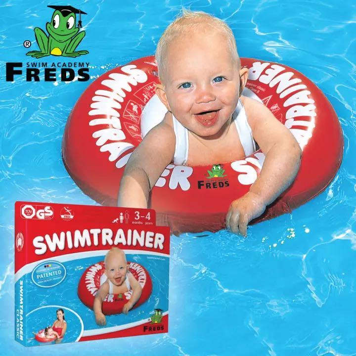 freds swim academy - inflatable swim trainer ring classic red 3 months - 4 years old - swanky boutique malta