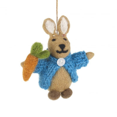 felt so good - easter tree hanging decoration felt rabbit in cardigan - swanky boutique malta