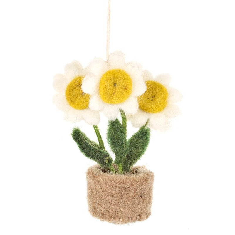 Easter Tree Hanging Decoration - Felt Pot of Daisies