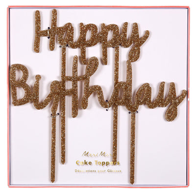 meri meri - cake topper happy birthday in gold - swanky boutique malta