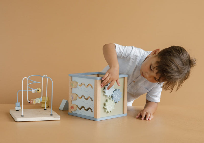 Activity Cube, Wooden - Ocean Blue