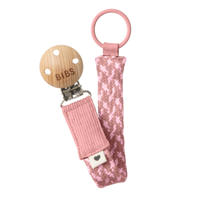 BIBS - Pacifier Clip Braided Dusty Pink/Baby Pink - Swanky Boutique