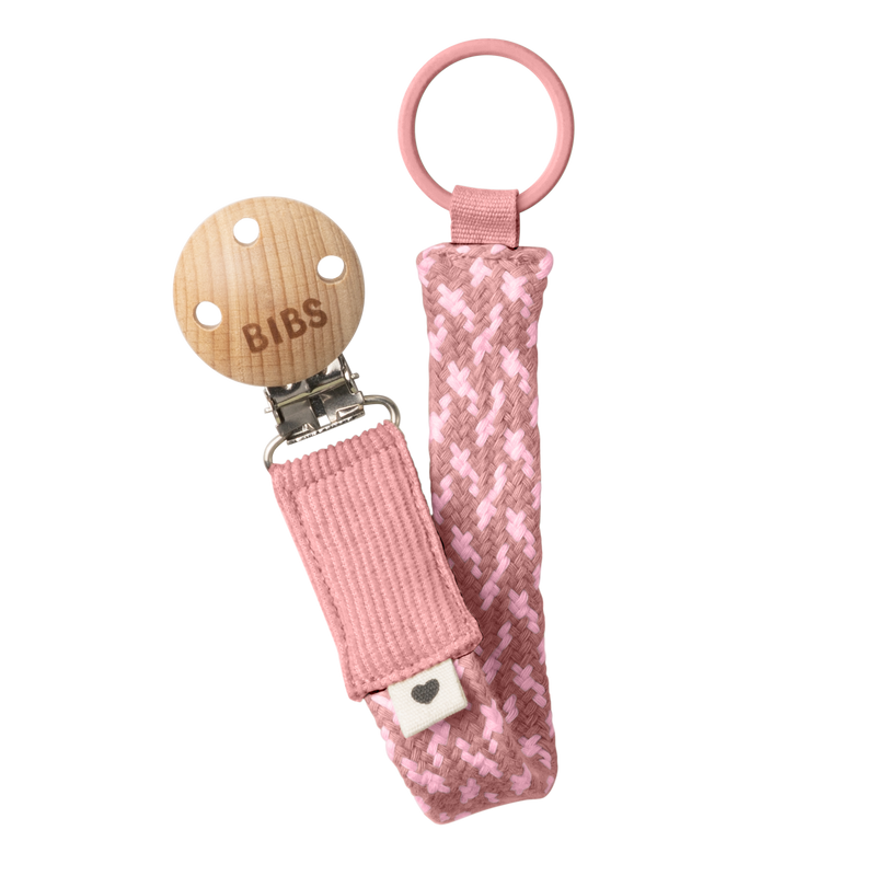 BIBS - Pacifier Clip Braided Dusty Pink/Baby Pink - Swanky Boutique