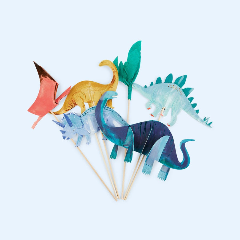 meri meri - cake toppers 6 pack dinosaur kingdom - swanky boutique malta