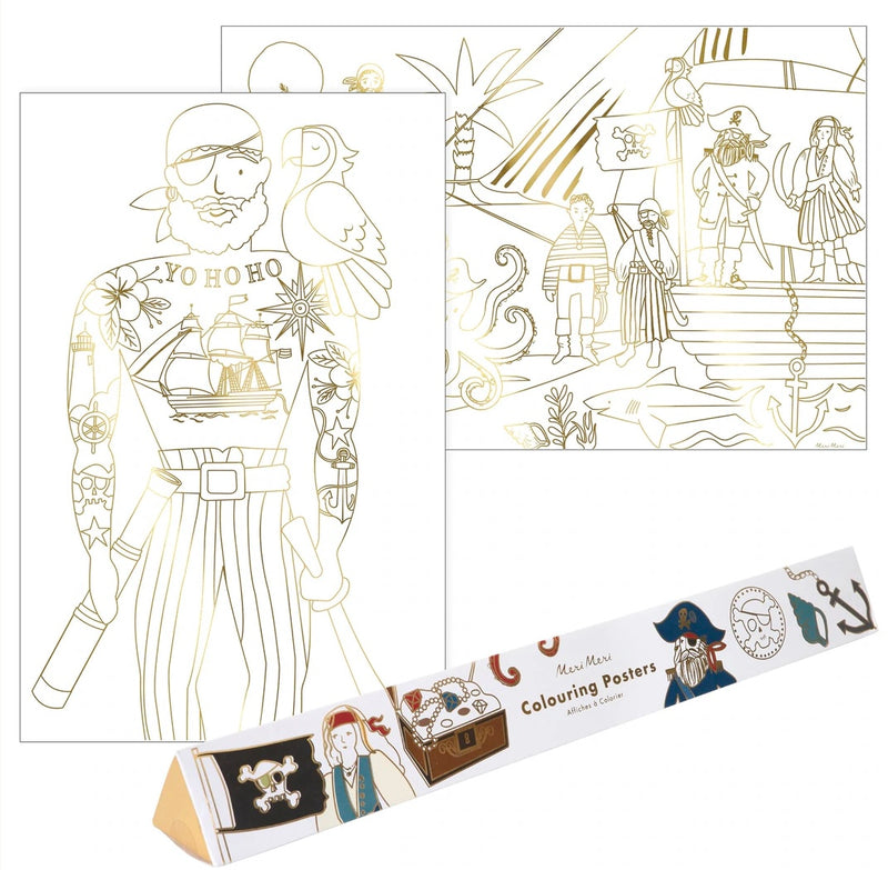 meri meri - colouring posters 2 pack pirate - swanky boutique malta 