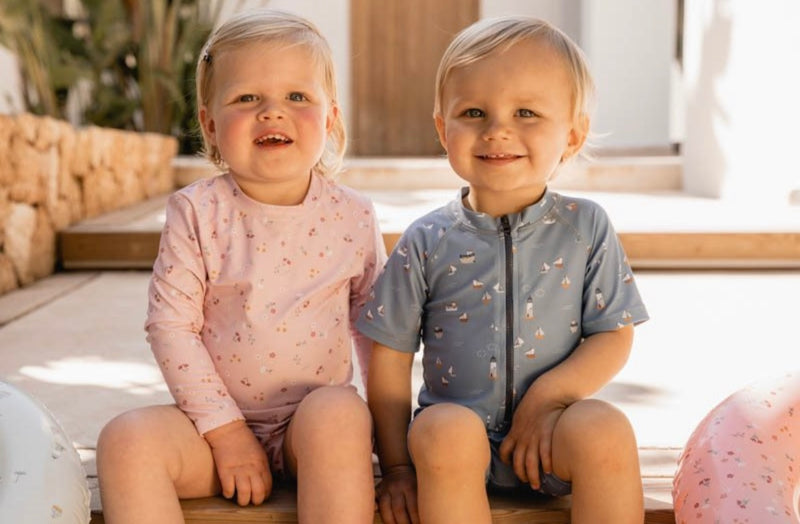 Little Dutch - Swimsuit Long Sleeves Ruffles Little Pink Flowers UPF 50+ - Swanky Boutique