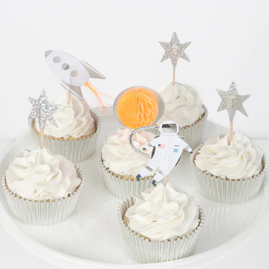 meri meri - cupcake kit set of 24 toppers for & 24 cupcake cases space - swanky boutique malta